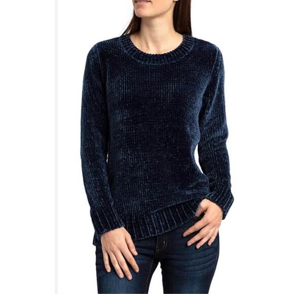 Loft Sweater Women's XXS Navy Chenille Pullover Velvety Soft Round Neck - Picture 1 of 6